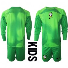 Brasil Keeper Bortedraktsett Barn VM 2022 Langermet (+ korte bukser)